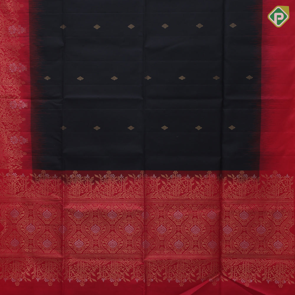 Black color gold zari diamond butta design rani pink silver gold zari fancy floral border soft silk saree