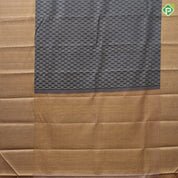 Steel grey silver gold zari grand geometrical design peach gold zari digital pattern design border bridal silk saree