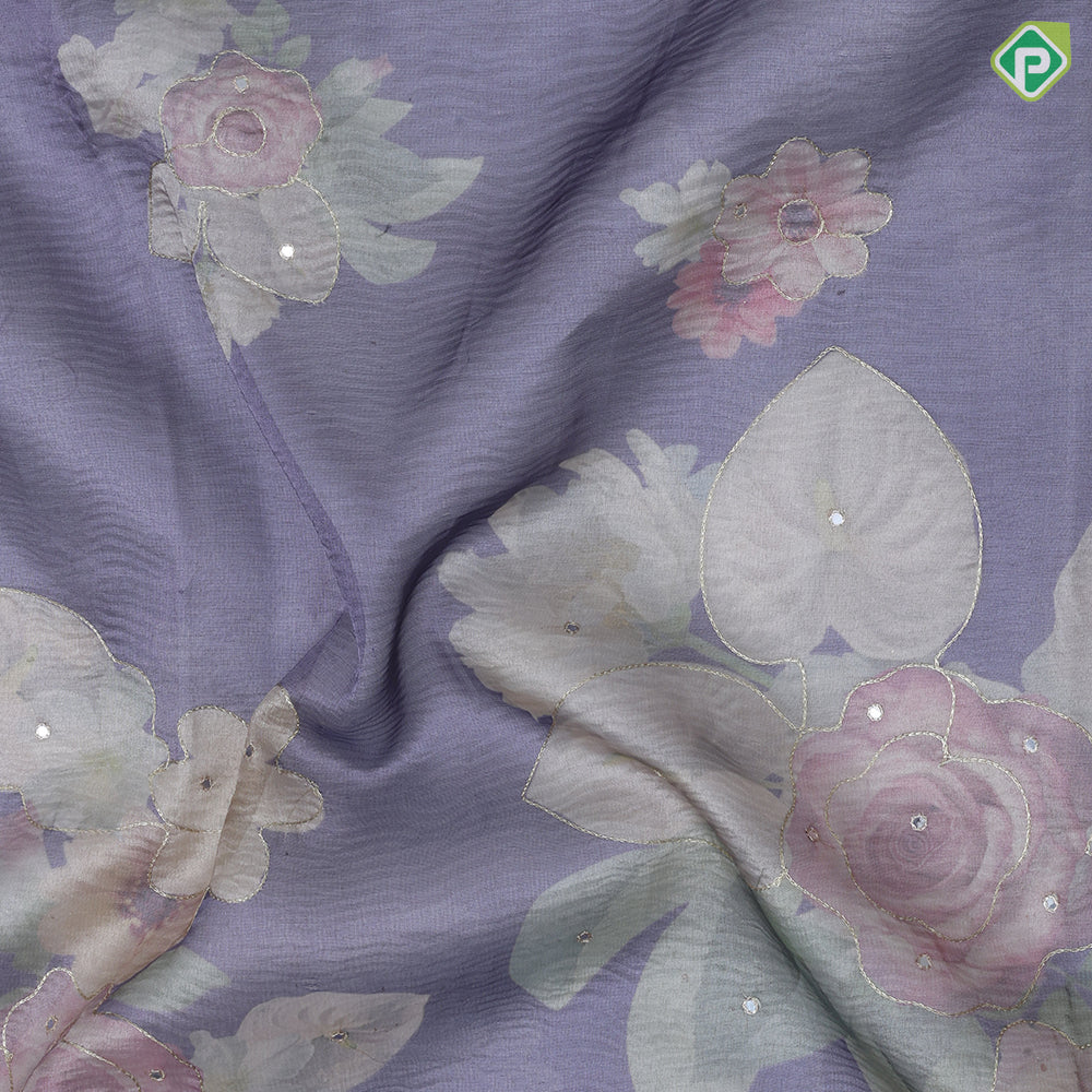 Purple with silver zari floral tissue design self zari floral pattern border fancy tissue saree
