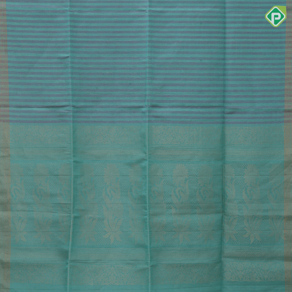 Pink with cream stripes designs self gold zari lines border grand floral pallu linen soft silk saree