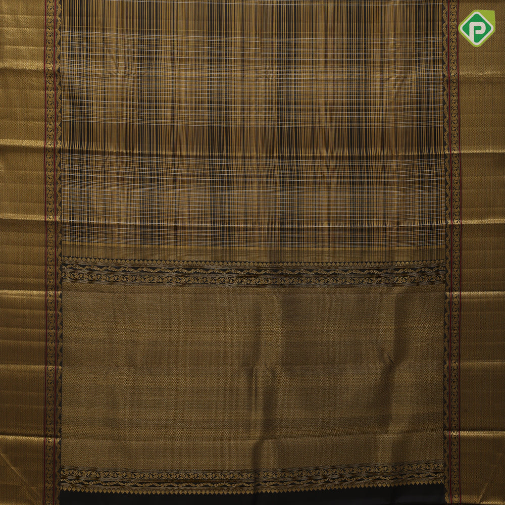 Gray Gold Zari Lines Design Edge Green Mayilkan Floral Border Design Traditional Silk Saree
