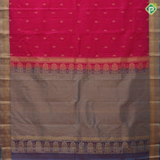 Manthulir Gold Zari Thilagam Flower Butta Design Pink Colour Floral Border Design Pure Mix Silk Saree