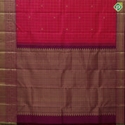 Pinkish red gold zari kattam butta motifs design purple pink gold zari peacock chakkaram butta border traditional silk saree