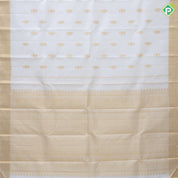 Pure white gold zari gandapiranda butta motifs self gold zari bavanji border traditional silk saree