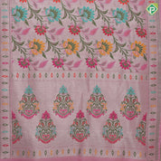 Pewter pink multi color meena work banaras design self designed border tusser tissue saree