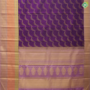 Purple with gold zari necklace design meena work tri color big border exclusive wedding silk Saree