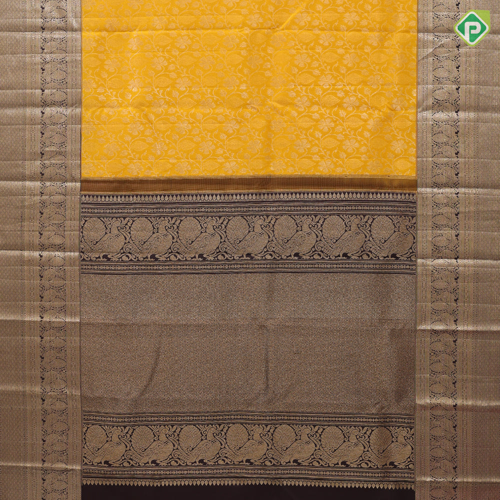 Mango silver zari grand floral design walnut silver gold zari peacock butta line border grand bridal silk saree