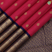 Dark Pink Gold Zari Thilagam Butta Design Royal Blue Ruthracham Mayilkan Border Design Traditional Silk Saree