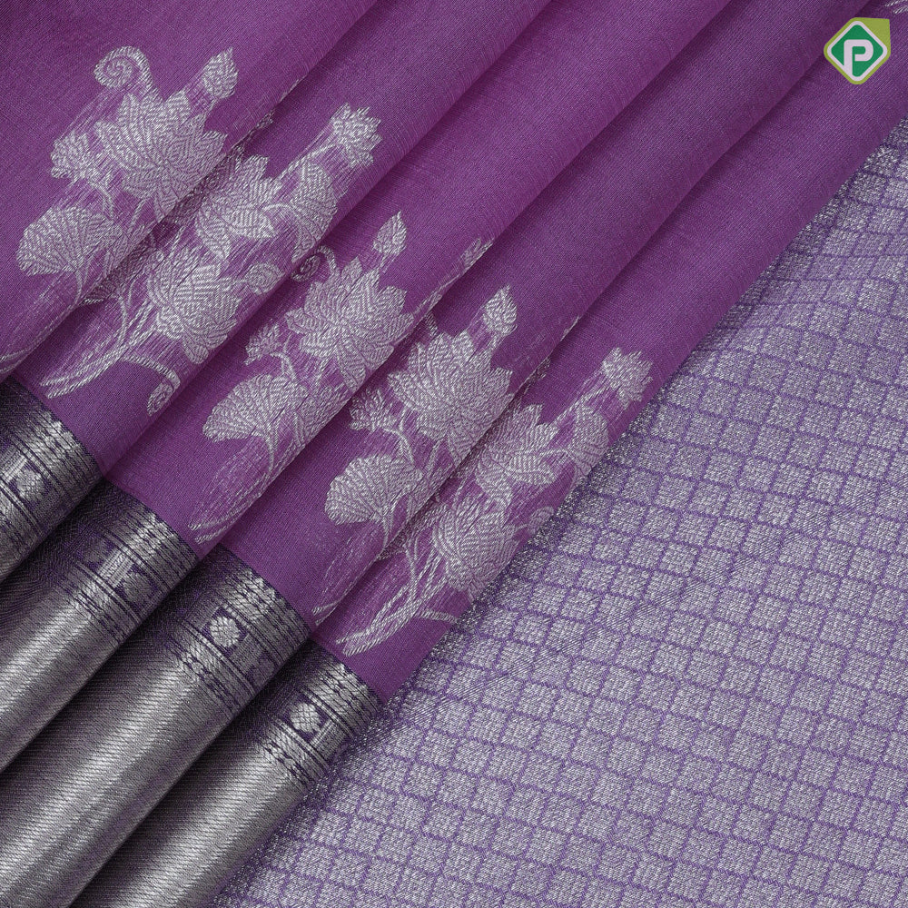 light pink silver zari rose flower bunch design peach pink silver zari crosslines border organza silk saree