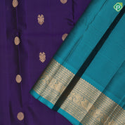 Indigo Colour Gold Zari Gandaberunda Chagaram Butta Design Rexsona Green Ruthracham Elephant Peacock Border Design Pure Mix Silk Saree