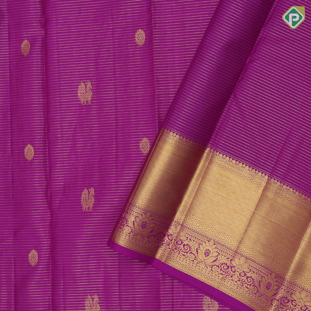 Dark Pink Gold Zari Peacock Chagaram Self Colour Floral Border Design Traditional Silk Saree