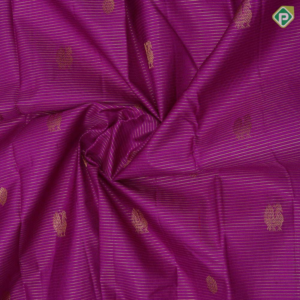 Dark Pink Gold Zari Peacock Chagaram Self Colour Floral Border Design Traditional Silk Saree