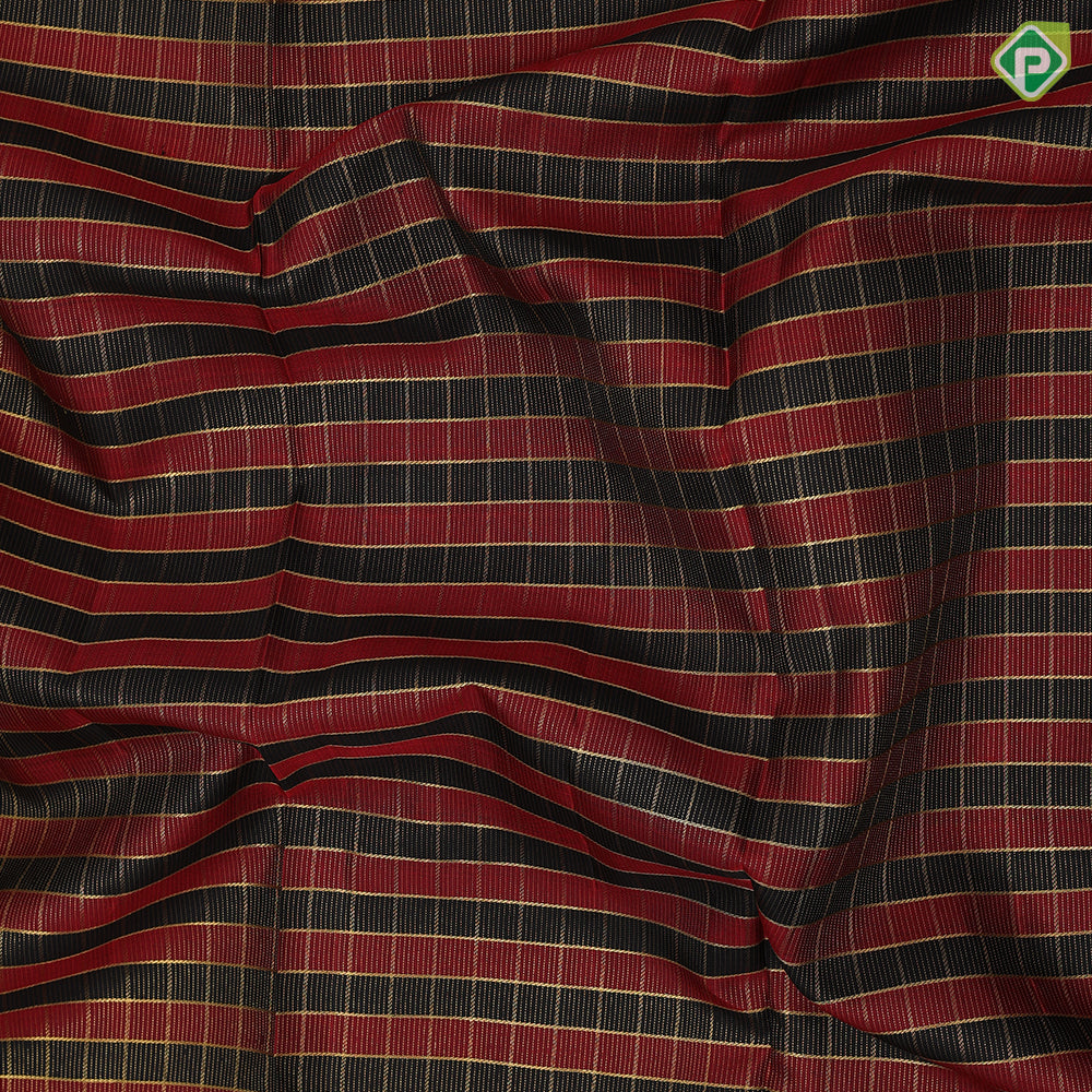Black and maroon red gold zari kattam checks design maroon gold zari gaja yaali butta lines border traditional silk saree