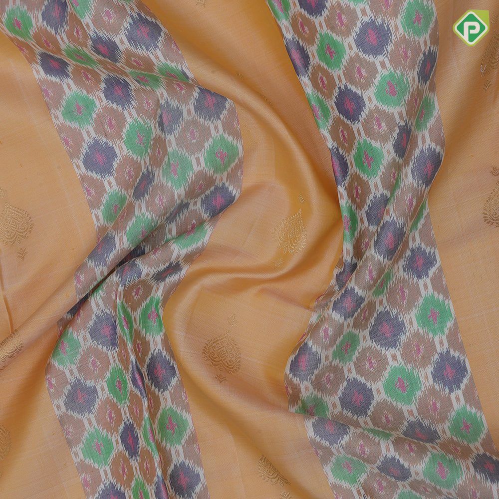 Sandal Wood Gold Zari Thilagam Design Babul gum Pink Mango Floral Border Design Trendy Silk Saree