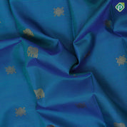 Peacock blue gold zari vairaoosi Elephant square butta self gold zari peacock and gaja butta lines border koorai silk saree
