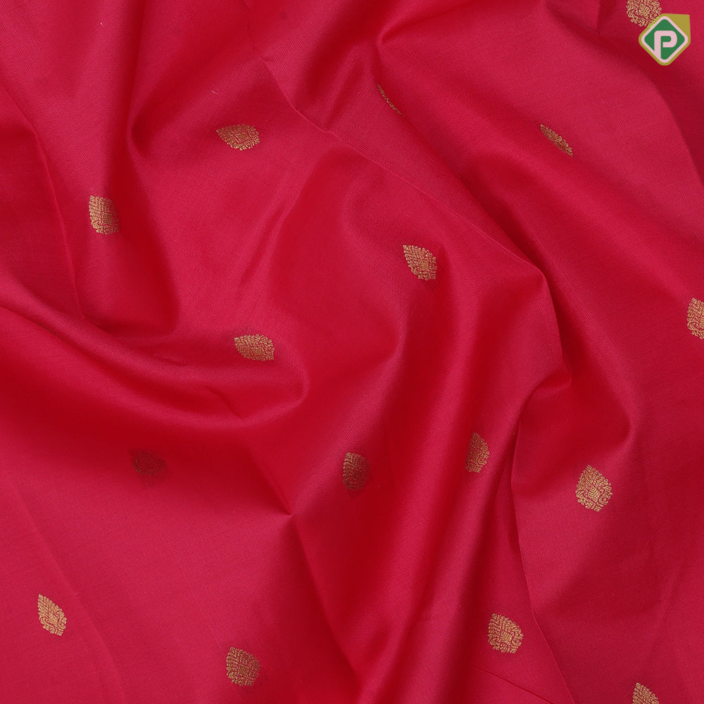 Dark Pink Gold Zari Thilagam Butta Design Royal Blue Ruthracham Mayilkan Border Design Traditional Silk Saree