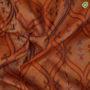 Honey orange silver gold zari blue combo grand rangoli pattern midnight blue gold zari plain edge border trendy designer silk saree