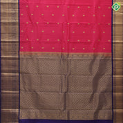 Dark Pink Gold Zari Thilagam Butta Design Royal Blue Ruthracham Mayilkan Border Design Traditional Silk Saree