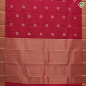 Rani Pink Gold Zari Vairaoosi Lines Chagaram Design Self Colour Mayilkan Ruthracham Border Design Traditional Silk Saree