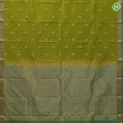 Parrot green gold zari fancy flower butta design peacock green gold zari fancy border gift silk saree