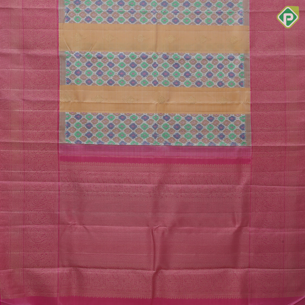 Sandal Wood Gold Zari Thilagam Design Babul gum Pink Mango Floral Border Design Trendy Silk Saree