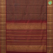 Black and maroon red gold zari kattam checks design maroon gold zari gaja yaali butta lines border traditional silk saree