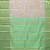 creamy sandal silver gold zari double peacock butta rexona green gold zari High border traditional silk saree