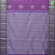 light pink silver zari rose flower bunch design peach pink silver zari crosslines border organza silk saree