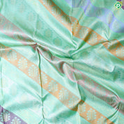 Pista Green With Gold Zari Mango Butta Lines Border Grand Bridal Silk Saree