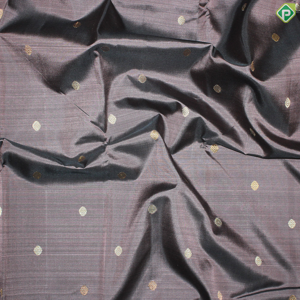 Chocolate Brown Gold Zari Small Motif With Multi color Border Traditional Silk Saree