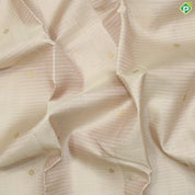 White Beige Gold Zari Lines And Small Motif With Maroon Peacock Ruthracham Design Border Traditional Silk Saree