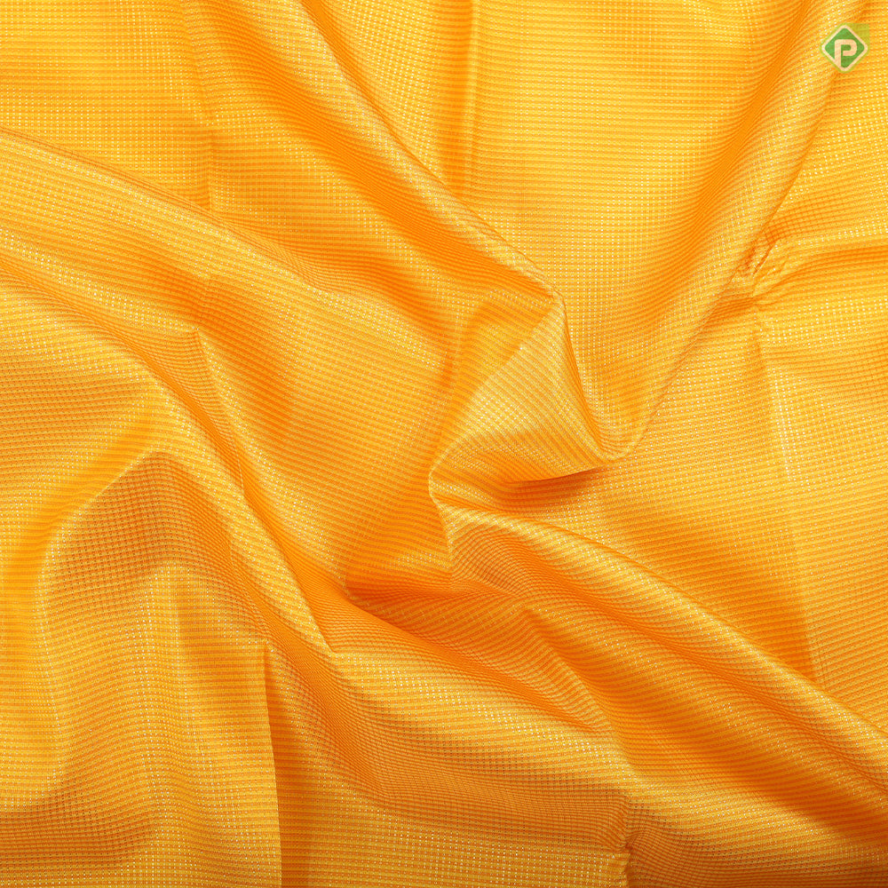 Mango yellow honey orange gold zari micro checks design Contrast Blue gold zari meena work border Traditional silk saree