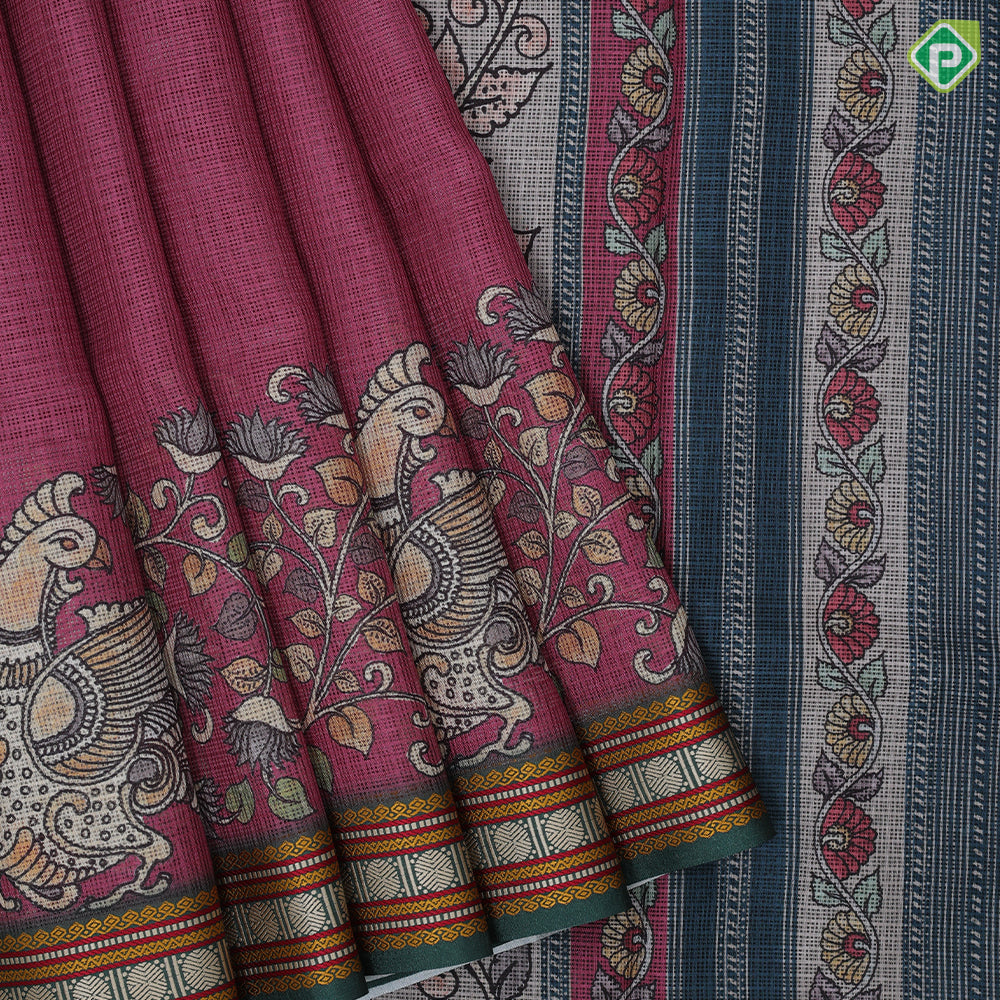 Bright Colour Based Annam Floral Design Border Traditional Fancy Cotton Saree