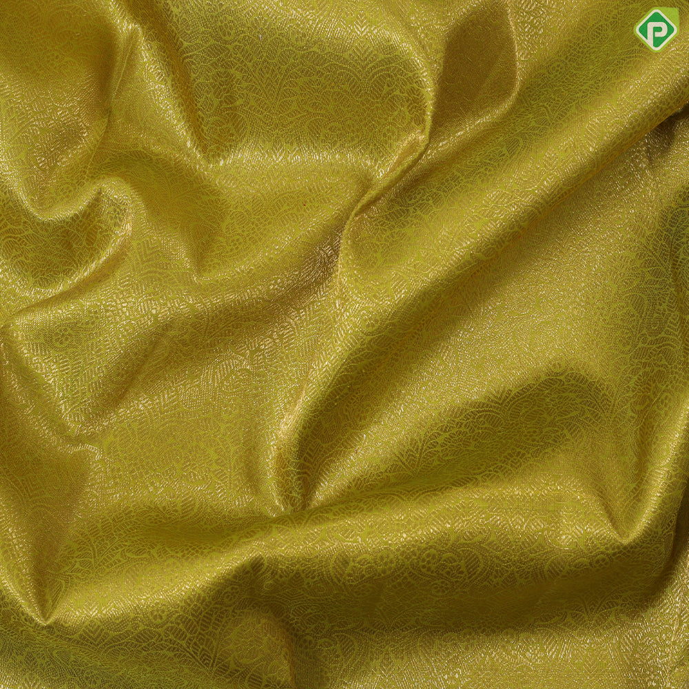 Lemon Green Grand weaved Contrast Lavender Border Exclusive Bridal silk saree