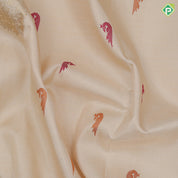 Cream White Gold Zari Manga Motif Thread Paithanic Motif Design Border Less Fancy Silk Saree