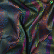 Multi color embossed flames design peacock blue copper zari border trendy silk saree