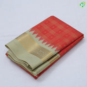 Manthulir green gold zari multi lines checks purple gold zari diamond butta temple border art silk saree