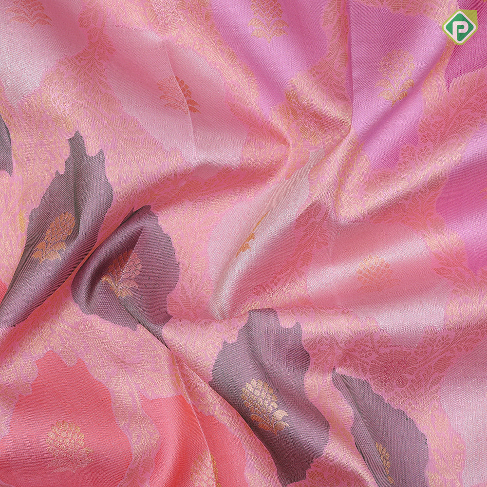 Baby Pink Gold Silver Zari Floral Rangat Design Self Colour Peacock Elephant Border Design Trending Fancy Silk Saree
