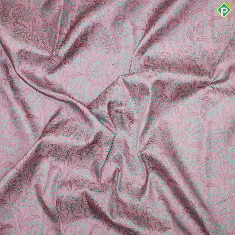 Baby Pink Thread Work With Self Color Silver Zari Flower Border Fancy Trendy Silk Saree