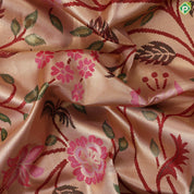 mustard gold big floral weaved design self pythonic border grand tissue silk saree