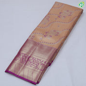 Rama green silk thread floral design rani pink gold zari grand border art tissue silk saree
