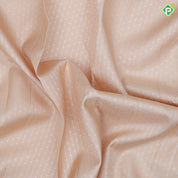creamy peach silver zari beads stripes violet gold zari mango and floral border traditional silk saree