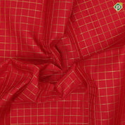 Chilly red gold zari kattam checks peach cream gold zari grand design butta border traditional silk saree