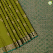 Parrot green gold zari fancy flower butta design peacock green gold zari fancy border gift silk saree