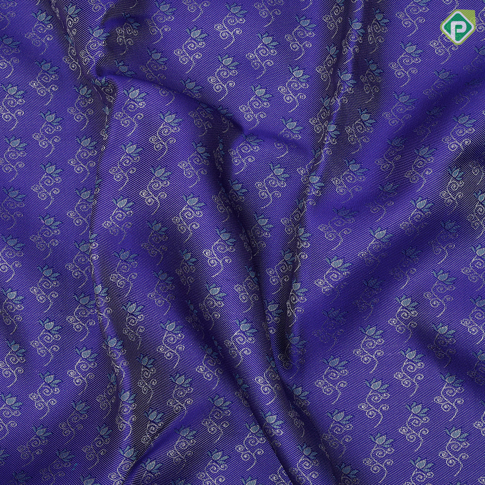 Violet Silver Zari Floral Design Baby Pink Rexsona Green Flower Border Design Trending Fancy Silk Saree