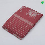 Blush Pink Elephant Design Border Lines Flower Design Fancy Cotton Saree