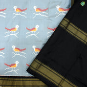Pewter Gray With Black Colour Ikkat With Patola Silks Saree