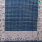 Dark color gold zari vairaoosi checks design cream deers printed fancy cotton saree
