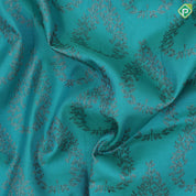 Teal Blue Neem Zari Floral Design Self Colour Border Design Grand Silk Saree