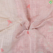 wood beige cream checked flower design contrast pink cream modern art border fancy cotton saree